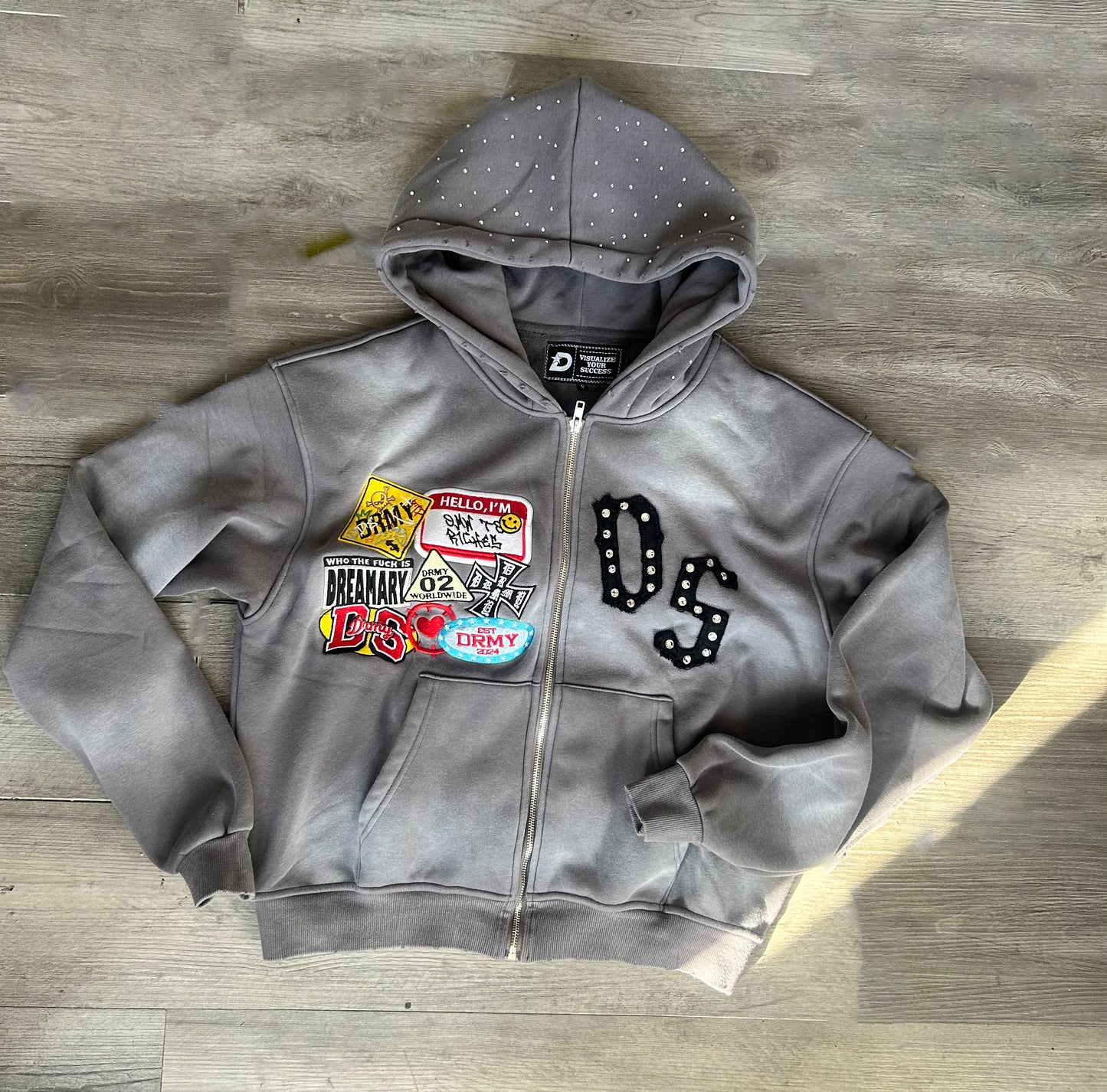GREY DS PATCHWORK ZIPUP